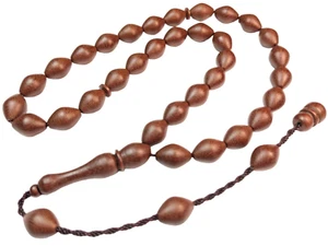 Turkish Brown Fiber Prayer Beads Oval Yerli Tesbih, Tasbih Misbaha Subha 895 - Picture 1 of 13