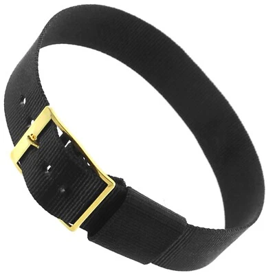 18mm Sport Strap Wrap Thin Nylon Gold Buckle Black Replacement Mens Watch Band - Image 1 of 4