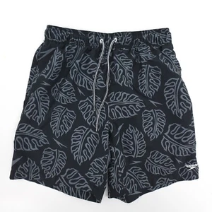 Speedo Shorts Trunks Mens Medium Black Gray Hawaiian Pull On Drawstring - Picture 1 of 11