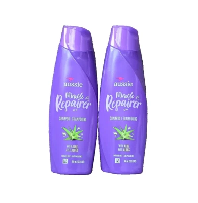 NEW 2 Pack Aussie Miracle Repairer, Shampoo With Aloe, 12.1 fl oz (360 ml) - Image 1 of 4