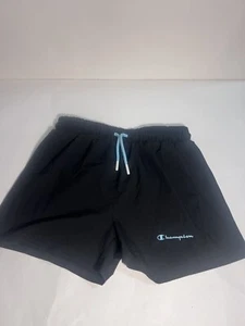 Champion Girls Athletic Running Shorts Black w/ Blue Strings Size 7/8 - Picture 1 of 5