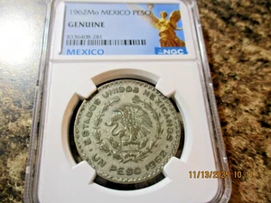 1962Mo MEXICO PESO NGC GENUINE       281 - Picture 1 of 2