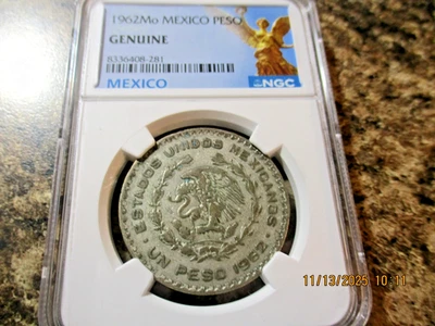 1962Mo MEXICO PESO NGC GENUINE       281 - Image 1 of 2