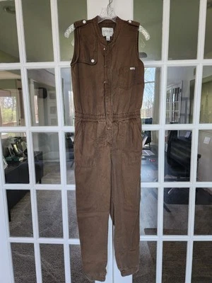 Guess Size 0 Army Green 100% Tencel Sleeveless Zip Up Snaps Romper Jumpsuit EUC - Image 1 of 4