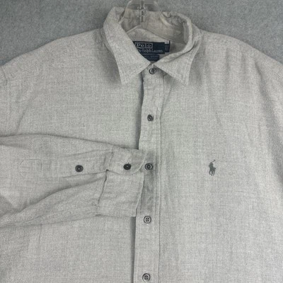 Polo Ralph Lauren Shirt Mens XL Gray Lowell Flannel LS Button Up Preppy USA - Image 1 of 4