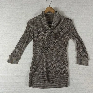 International Concepts braune Viskose 3/4 Ärmel Wasserfallausschnitt Bluse Top Shirt Größe M - Bild 1 von 10