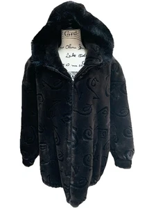 Women’s Gallery Faux Fur Hooded Winter Coat Zippered Lined Pockets Size Small - Picture 1 of 10