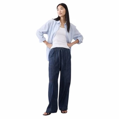 Pantalones Banana Republic de pierna ancha tiro medio cargo con cordón talla grande Foto 1 de 4