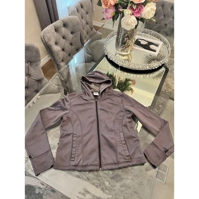 Harley Davidson Leather Trim Gray Full Zip Hoodie Jacket Women's Large - Image 1 of 4