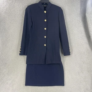 St John Basics Rock Anzug Damen 6 marineblau Santana Strick Jacke Rock Set USA - Bild 1 von 21
