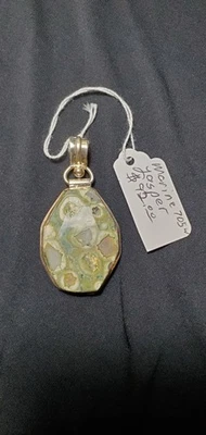 Colgante Esterlina .925 De Colección Hipnotizante Océano Raro Jaspe Piedra Verde! Foto 1 de 4