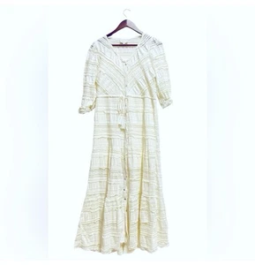 A Collective Story White Lace Ruffled Button Up Lined Maxi Dress size M - Picture 1 of 6