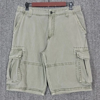 Plugg Cargo Shorts Mens 32* Green 100% Cotton Baggy Loose Grunge Skater - Image 1 of 4