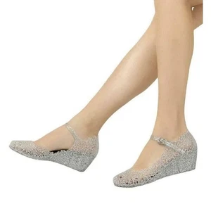 Sandalia de gelatina de cristal antideslizante transpirable causal tacón de cuña zapatos de playa 9/39 - Imagen 1 de 11