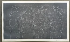 Henry Moore Signed & Numbered Lithograph "Female Figures With Grey Background" - Bild 1 von 4