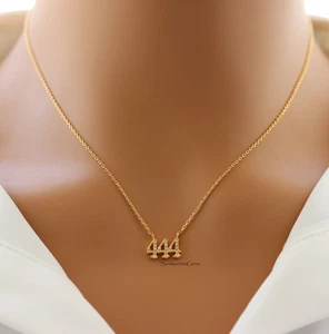 STG 18K Gold Plated Pave Angel Number 444 Pendant Necklace - Picture 1 of 4