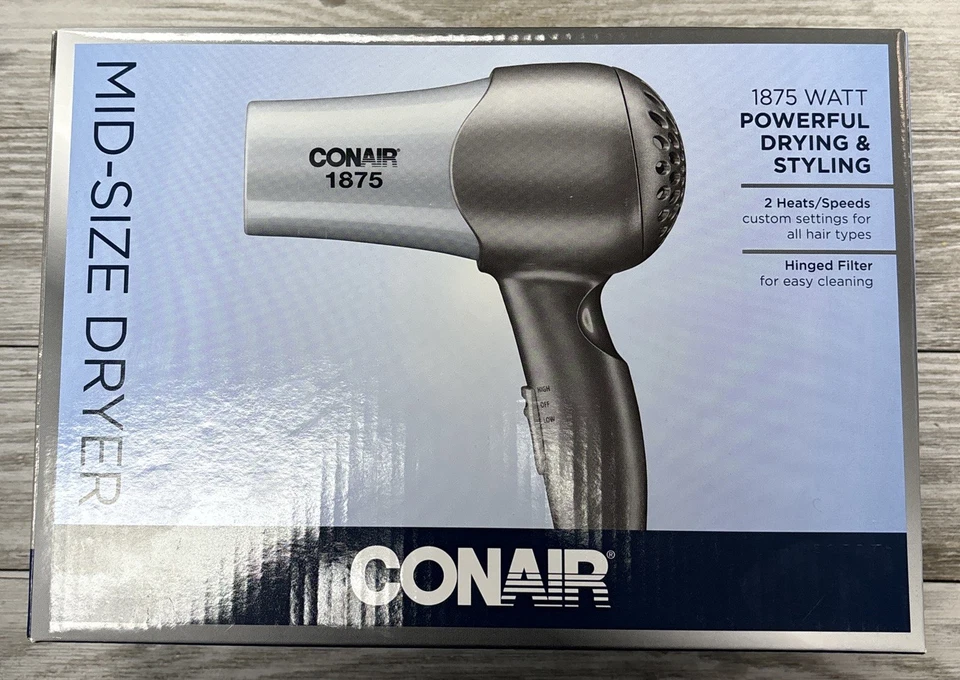 Potente secador de pelo de lado medio Conair de 1875 vatios para secado y peinado 2 calores/velocidades Foto 1 de 4