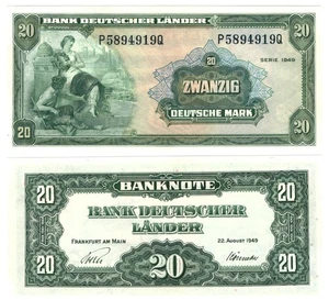 u Reproduktion Schein Deutschland 20 Mark 1949 Pick #17 0196R - Bild 1 von 1