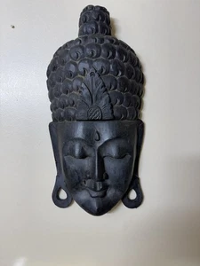 Grande maschera viso Buddha in legno intagliato a mano da appendere al muro circa 20" - Foto 1 di 16