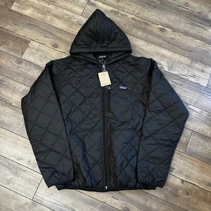 NEW Patagonia Diamond Quilted Bomber Hoody Puffer Jacket Coat Mens L Black - Picture 1 of 13