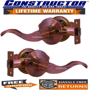 Constructor Prelude Passage Door Lock Lever Handle Antique Copper Hallway Closet - Picture 1 of 2