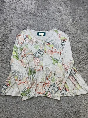 Blusa Henley Anthropologie Meadow Rue Top Mujer Mediana Floral Fluida Coqueta Foto 1 de 4