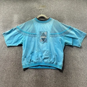 Felpa pullover grafica vintage anni 80 M blu retròfuturismo blokecore streetwear - Foto 1 di 15