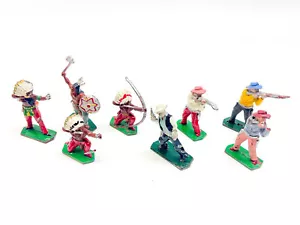 Lone Star Wild West Cowboys Native American Indians plastic figures x8 L16 - Picture 1 of 9