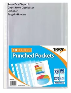 A3 Portrait Punched Pockets (90 micron) - Ring Binder Sleeves Wallets - Picture 1 of 7