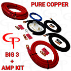 OFC 1/0 GA Big 3 Upgrade + Amp Wiring install kit GP Car Audio Red & Black