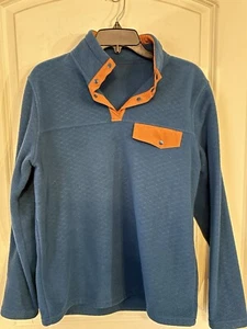 ZYIA ACTIVE Sweater Womens Medium 1/4 Pullover Teal Blue Brown Quilted Pocket - Picture 1 of 12