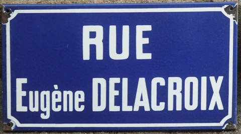 Old vintage French enamel street sign road plaque plate Eugene Delacroix artist Cover