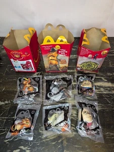2011 Mcdonalds Puss In Boots Happy Meal Toys Set #1 -6 New Sealed+Happy Meal Box - Picture 1 of 10