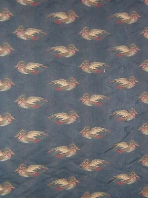 Lee Jofa, Mallards Tapestry, Embroidered Mallards, Vintage,  BTY, Color Navy - Image 1 of 2