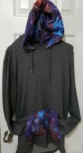 Men's On The Byas Pullover Hoodie Sweatshirt Dark Gray with Galaxy Stars Size M - Picture 1 of 8