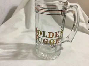 Taza de cerveza de vidrio vintage de los años 70, Golden Nugget Casino, juegos de azar, Las Vegas, Nevada - Imagen 1 de 5