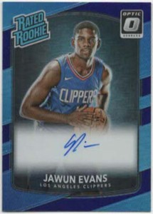 2017/18 Donruss Optic JAWUN EVANS "RATED ROOKIE" Purple Prizm Autograph RC #162