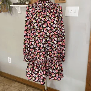Kate Spade Road trip floral shift dress size small black pink floral long sleeve - Picture 1 of 10