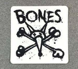 Powell Bones Vato Stacked Skateboard Sticker 4" schwarz auf weiß quadratisch - Bild 1 von 1