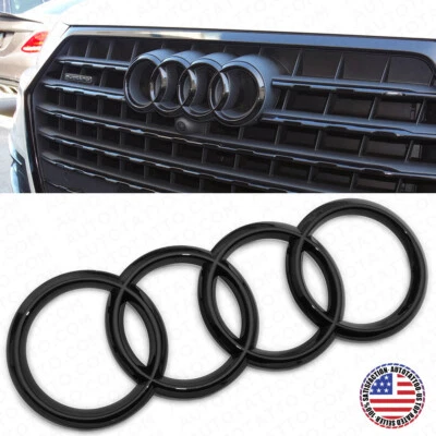 17-25 Audi Q7 SQ7 Gloss Black Front Grille Rings Badge Sign Logo Emblem Decorate - Image 1 of 4