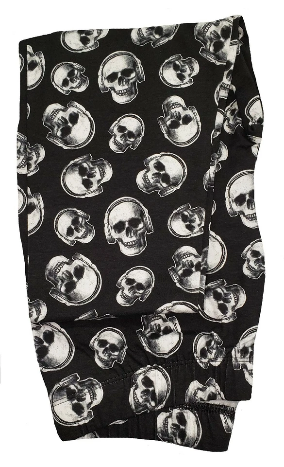 No Boundaries Juniors Soft Full Length Ankle Leggings X-SMALL (1) Black W Skulls - Image 1 of 1