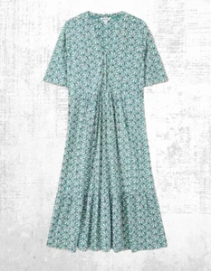 Ex White Stuff Women’s Short Sleeve Naya Midi Jersey Dress, Teal (A Bit Defect) - Picture 1 of 4