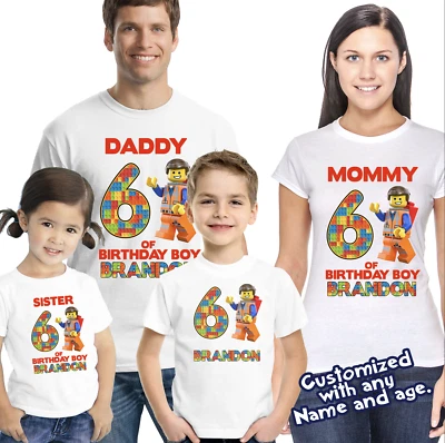 Camisa de cumpleaños Lego, camisa de fiesta temática Lego, regalo de fiesta Lego Foto 1 de 3