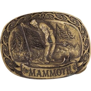 New Mammoth Mountain California Ski Resort Skiing 80s Nos Vintage Belt Buckle - Picture 1 of 5