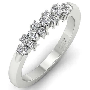 VVS F 0.75Ct Lab Grown Diamond Prong Set 14K White Gold Wedding Anniversary Ring - Picture 1 of 7