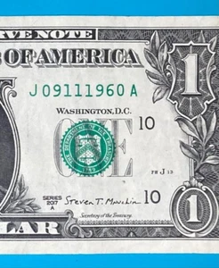September 11, 1960 : J 09111960 A BIRTHDAY Note $1 One Dollar Bill - Picture 1 of 3
