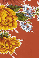Oilcloth Fabric Classic Mums Red Pattern Sold in Yard or Bolt