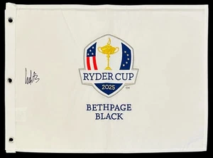 Ludvig Aberg signed 2025 Ryder Cup Flagge Bethpage schwarz Europa handsigniert +COA - Bild 1 von 5