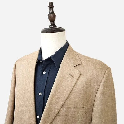 Brooks Brothers Para Hombres 42 R Bronceado Abrigo Deportivo Blazer Traje Chaqueta Seda Lino Algodón Foto 1 de 4