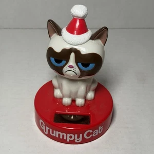 Weihnachten Santa mürrische Katze solarbetriebener Wackelkopf - Bild 1 von 3